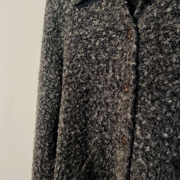 Toto n Ko Vintage Fuzzy Collared Cardigan Jacket - Greige - Picture 2 of 5